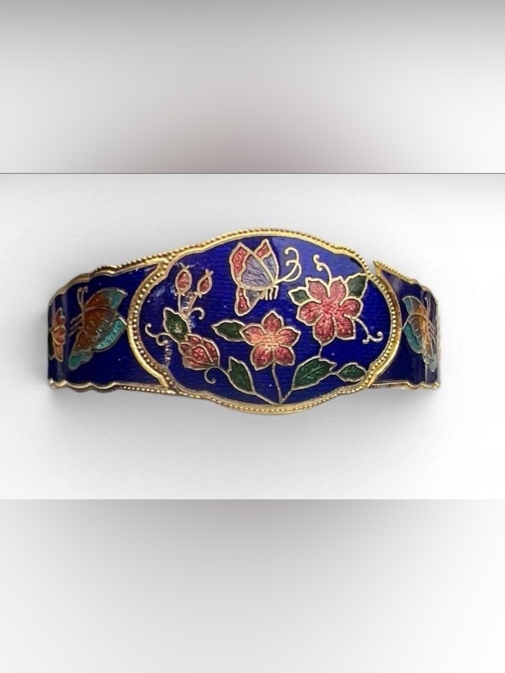 Blue Enamel Floral Butterfly Bracelet - Women's Jewelry